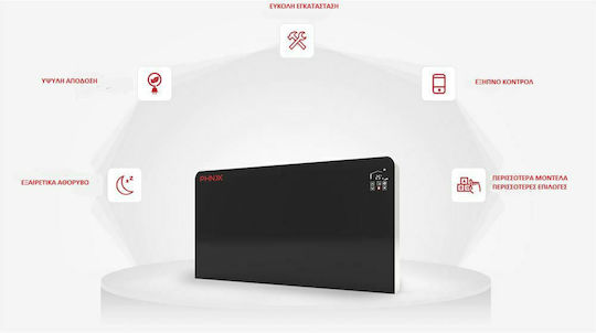 Phnix PFP-080V-CΒ Unitate de bobină de ventilație Subțire 3.5/4.3kW Etaj 130x13x67cm Negru