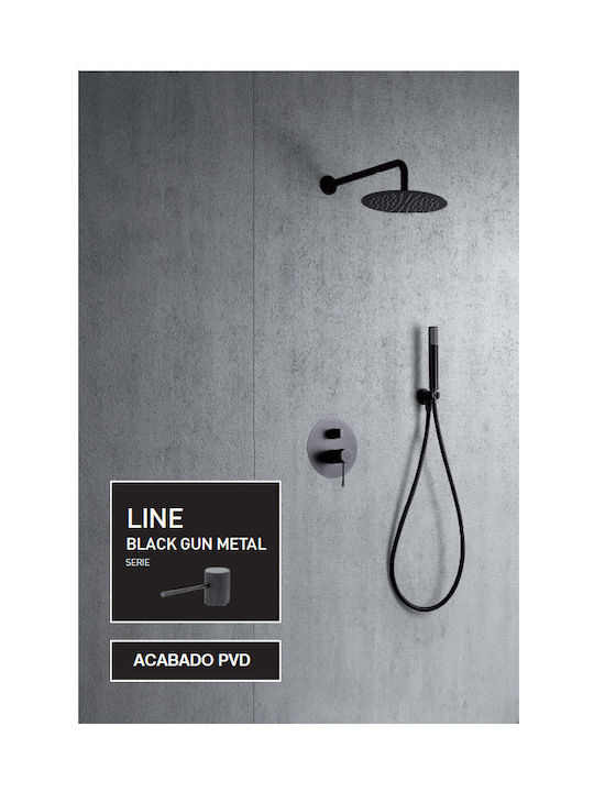 Imex Line Set cap de duș Încorporat pentru Duș 2 ieșiri Black Gun Metal