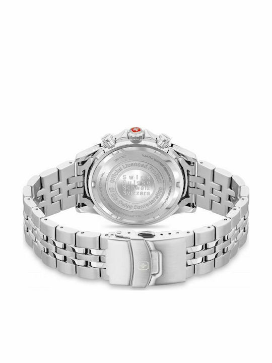 Swiss Military Hanowa Flagship Herrenuhr 43mm Chronograph Batterie mit Silber rostfreiem Stahlarmband