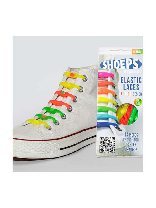 Shoeps Mix Glow Κορδόνια Παπουτσιών Σιλικόνης Πολύχρωμα 14τμχ