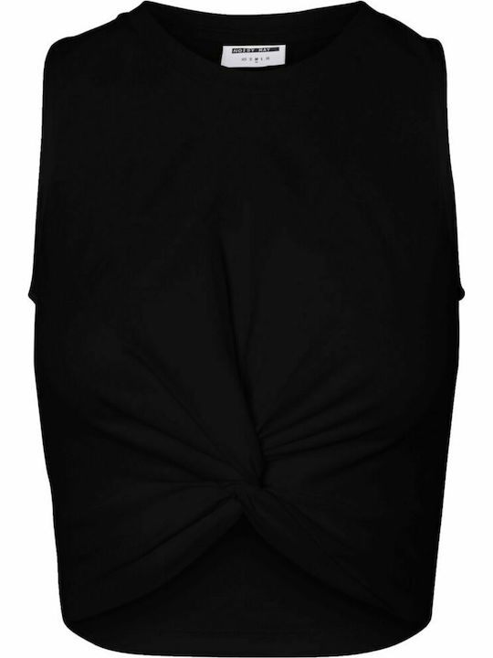 Damen Sommer Crop Top Baumwolle Ärmellos Schwarz 3Pack