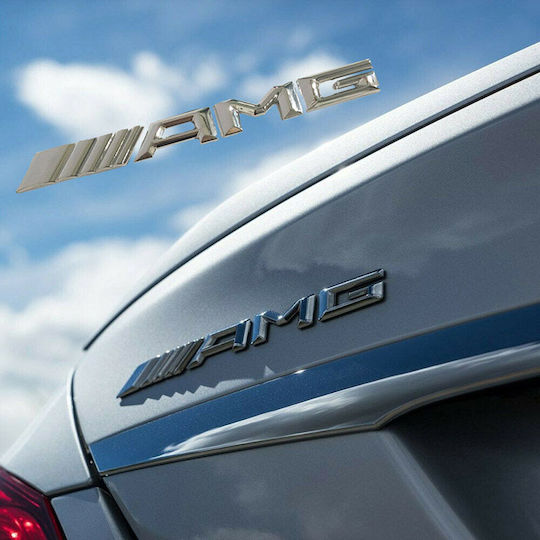 Carner Autocolante Sigle Auto Amg 18 x 2cm în Culoarea Argintiu 1buc