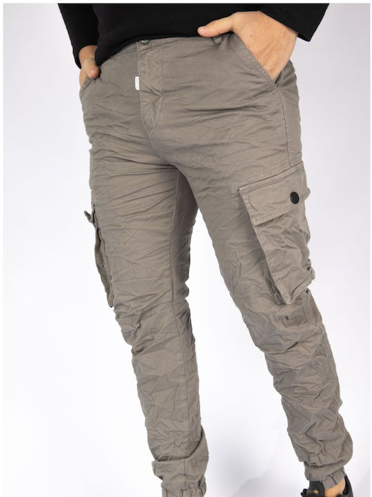 Ανδρικό Παντελόνι Cargo Ελαστικό Slim Fit Γκρι