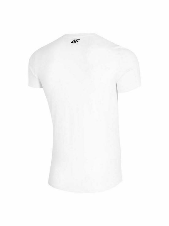 4F Herren Sport T-Shirt Kurzarm Weiß