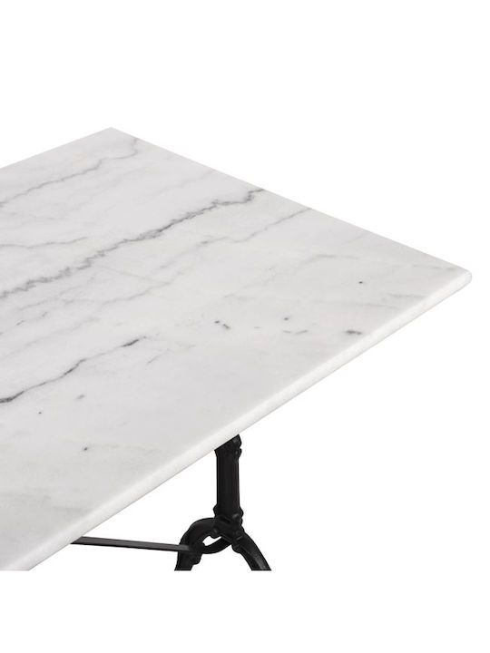 Teagan Outdoor Dinner Free Standing Table with Marble Surface and Cast Iron Frame White 100x60x72cm