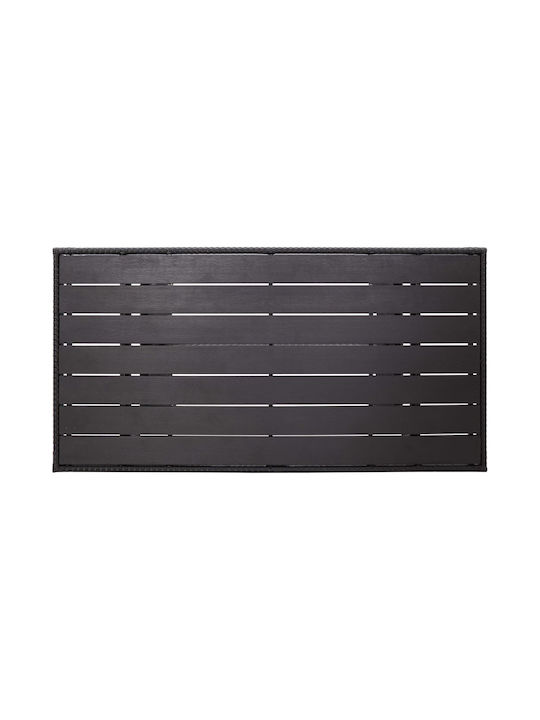 Τραπέζι Εξωτερικού Χώρου Rattan Μαύρο 120x70x66εκ.