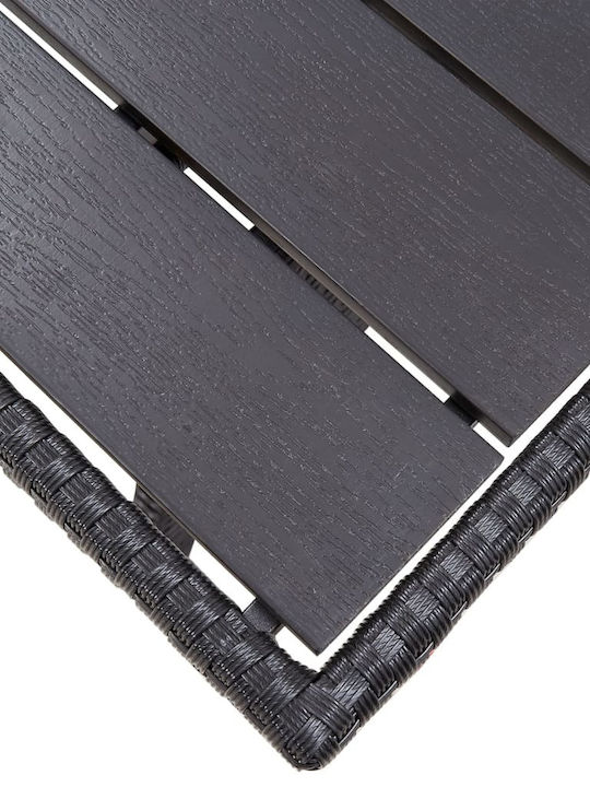 Τραπέζι Εξωτερικού Χώρου Rattan Μαύρο 120x70x66εκ.