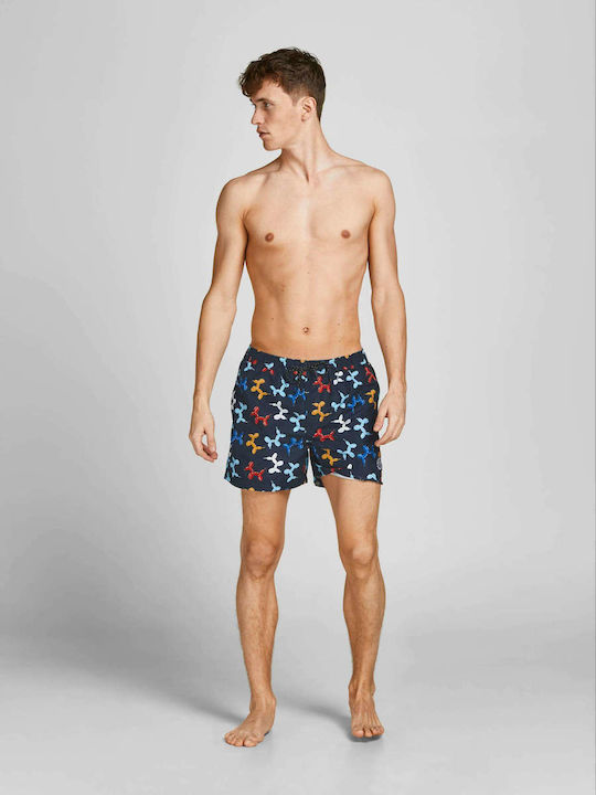 Jack & Jones Men's Swimwear Shorts Navy Blue with Patterns