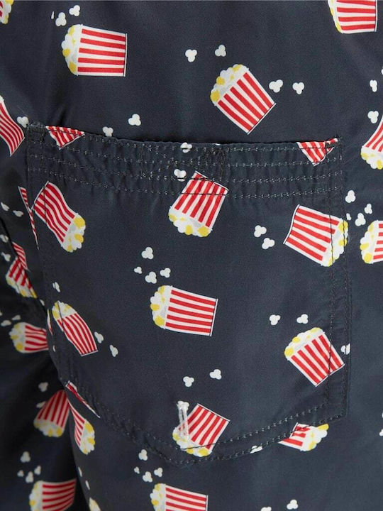 Crete Men's Swimwear Shorts Navy Blue with Patterns