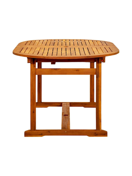 Garten- und Terrassentisch aus Akazie Ausziehbar Natürlich 160(+80)×100×75cm