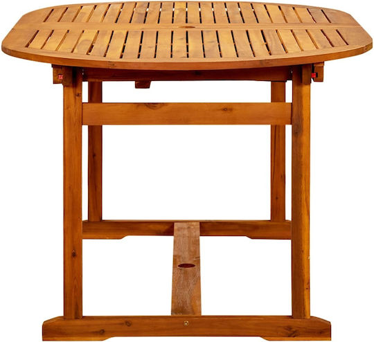 Masă Exterior Din Salcâm Extensibil Natural 160(+80)x100x75cm