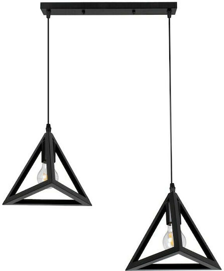 GloboStar Triangle Pendant Light Black Grid with Socket E27 60x22x130cm