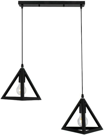 GloboStar Triangle Pendant Light Black Grid with Socket E27 60x22x130cm