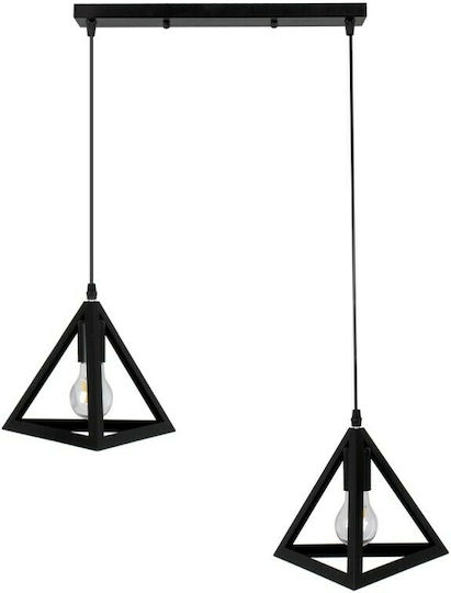 GloboStar Triangle Pendant Light Black Grid with Socket E27 60x22x130cm