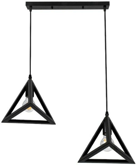 GloboStar Triangle Pendant Light Black Grid with Socket E27 60x22x130cm