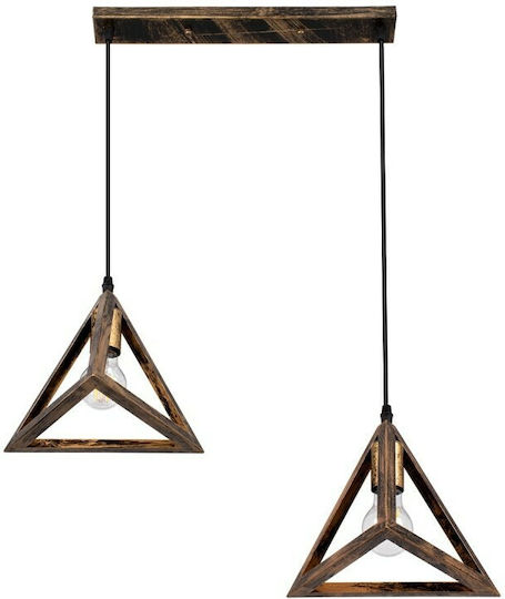 GloboStar Triangle Pendant Light Bronze Grid with Socket E27 60x22x130cm