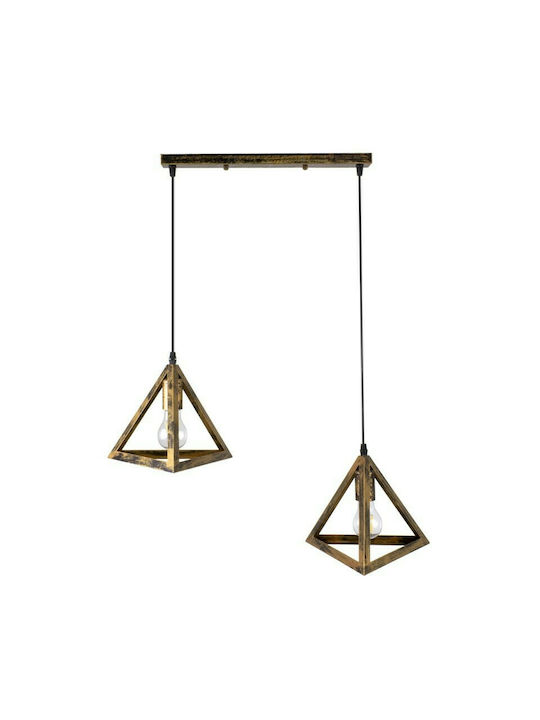 GloboStar Triangle Висящо Осветително Тяло Бронзов Мрежа с Цокъл E27 60x22x130см.