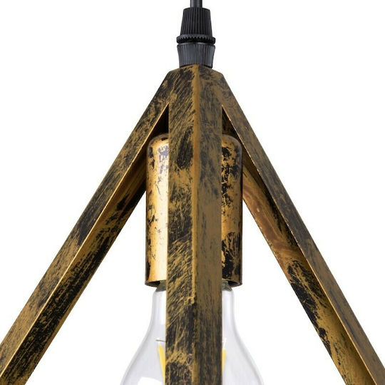 GloboStar Triangle Pendant Light Bronze Grid with Socket E27 60x22x130cm