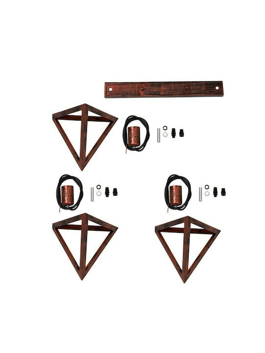 GloboStar Triangle Pendant Light Copper Grid with Socket E27 60x22x130cm