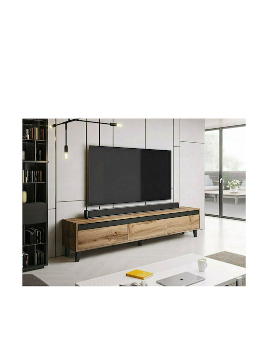 TV Stand Wooden Nord Natural - Black L185xW38xH42cm