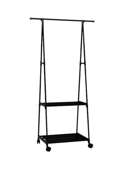 Polihome Olazen Wheeled Floor Garment Rack made of Metal Black 85x45x157cm