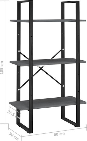 Bibliothek Grau 60x30x105cm