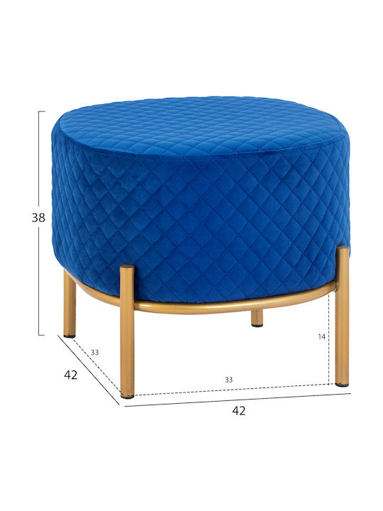 Stool For Living Room Upholstered with Velvet Sinta Blue 42x42x38cm