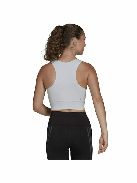 Adidas Cooler Γυναικείο Αθλητικό Crop Top Αμάνικο Λευκό Λευκό