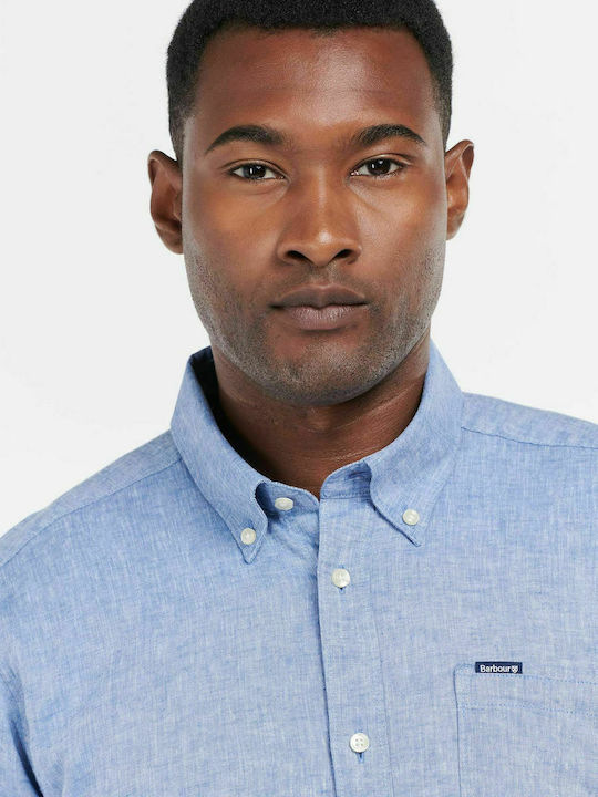 Long-sleeved Linen Shirt Light Blue