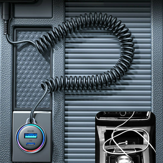Joyroom Φορτιστής Αυτοκινήτου 45W με Θύρες: 1xUSB 1xType-C μαζί με Καλώδιο Lightning Μαύρος