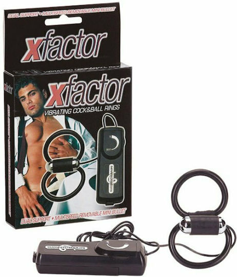 Seven Creations X Factor Vibrating Cock & Balls Ring Black