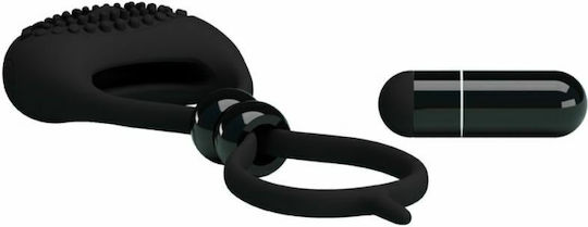 Pretty Love Double Ring Penis & Testicles Δονούμενο Δαχτυλίδι Πέους & Όρχεων Black
