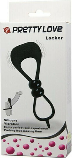 Pretty Love Locker Вибриращ Пръстен Петел и тестиси Black BI-0210149