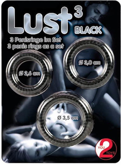You2Toys Lust 3 Cockrings Set Комплект Пръстени Петел Черен 3бр 05042970000
