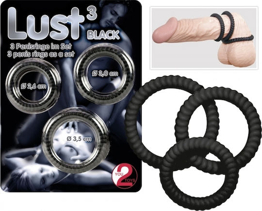 You2Toys Lust 3 Cockrings Set Комплект Пръстени Петел Черен 3бр 05042970000