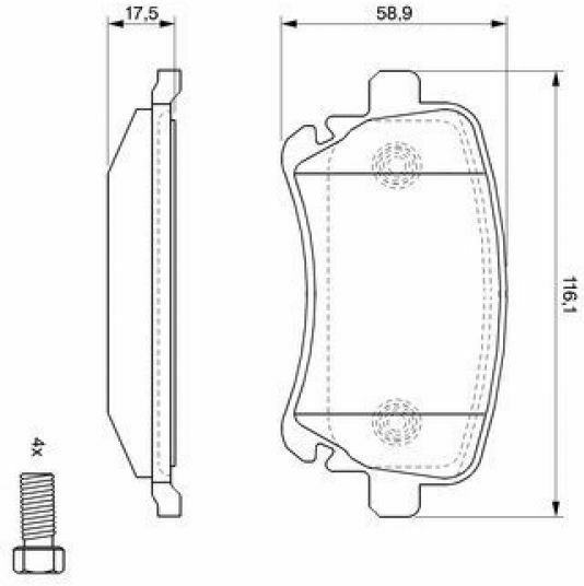Bosch Brake Pad Rear 2pcs for Audi A6 / A8