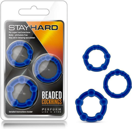 Blush Stay Hard Beaded Cock Rings Blue