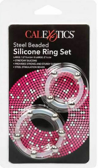 Calexotics Steel Beaded Silicone Ring Set Set Cock Rings Schwanz Clear 2Stück