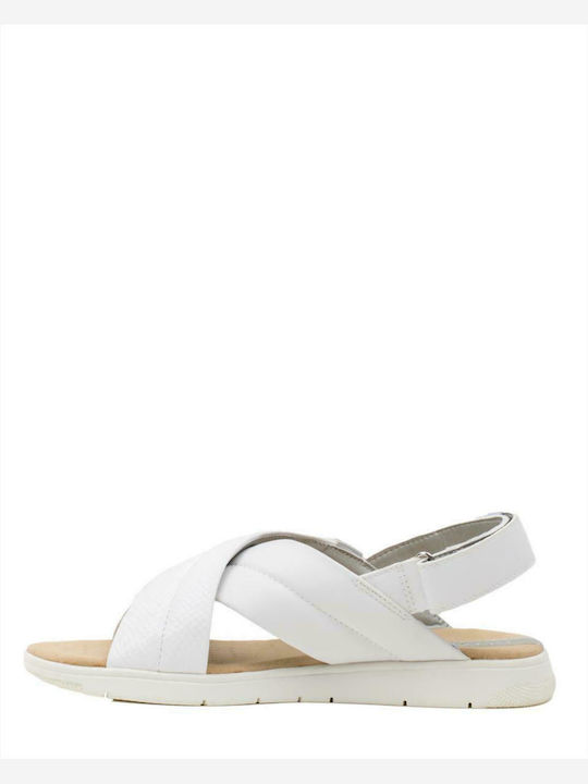 Geox Dandra Leather Women's Flat Sandals Anatomic In White Colour