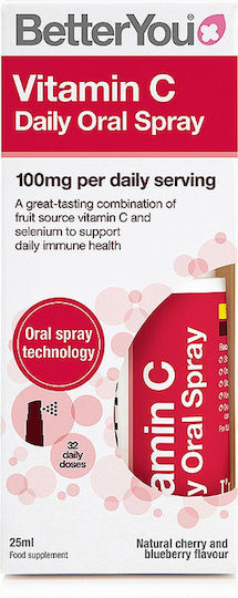 BetterYou Vitamin C Βιταμίνη για Ενίσχυση του Ανοσοποιητικού, τo Δέρμα & Αντιοξειδωτική δράση 100mg Cherry Blueberry 25ml