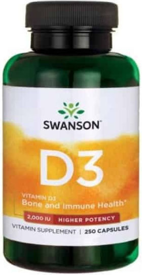 Swanson D3 High Potency Vitamin for Immune System Boost & Bone Health 1000iu 250 caps