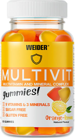 Weider Multivit Up Πολυβιταμίνη για Ενέργεια & Ενίσχυση του Ανοσοποιητικού Πορτοκάλι Λεμόνι 80 ζελεδάκια