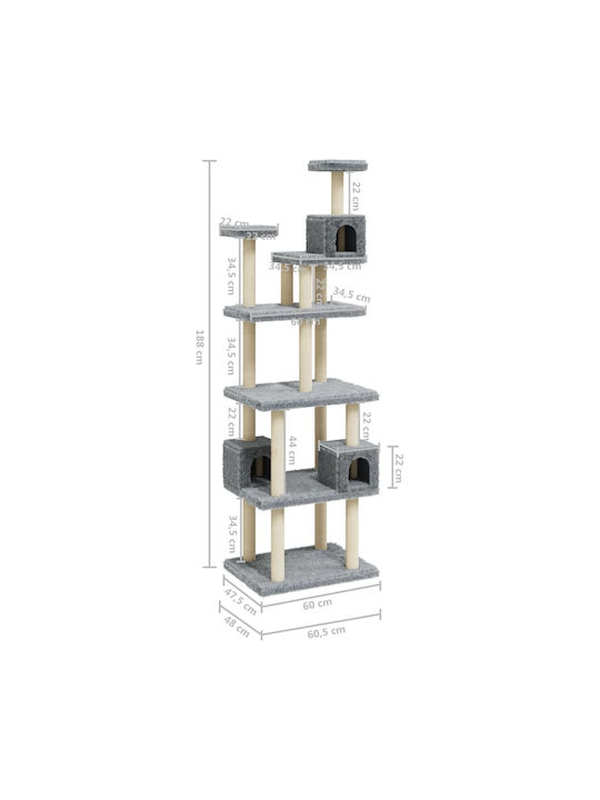vidaXL Ονυχοδρόμιο Γατόδεντρο Γκρι 60.5x48x188εκ.