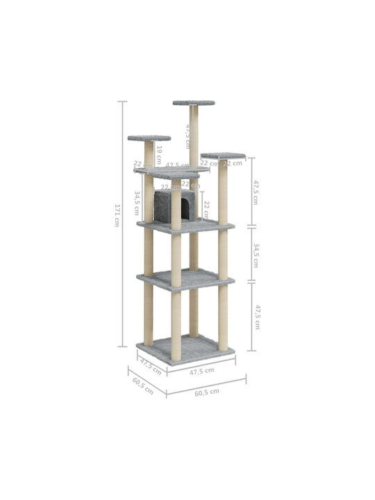 vidaXL Ονυχοδρόμιο Γατόδεντρο Γκρι 60.5x60.5x171εκ.