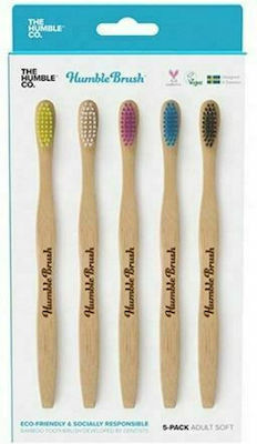 The Humble Co. Bamboo Toothbrush 5-Pack Periuță de dinți Mediu 5buc