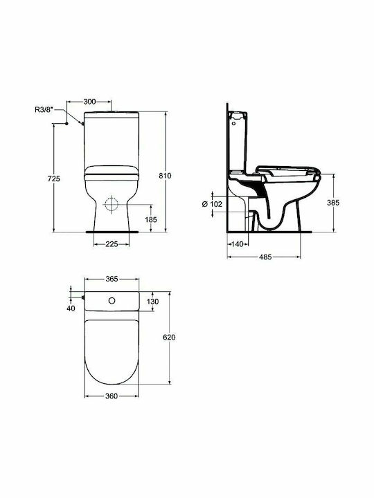 Ideal Standard Exacto Rimless Floor-Standing Toilet and Flush that Includes Soft Close Cover White