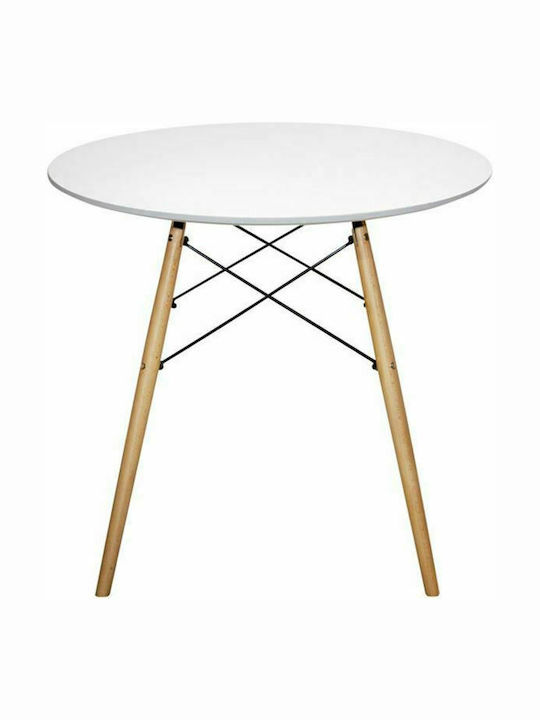 Minimal Τραπέζι Κουζίνας Ξύλινο Λευκό 80x80x72εκ.