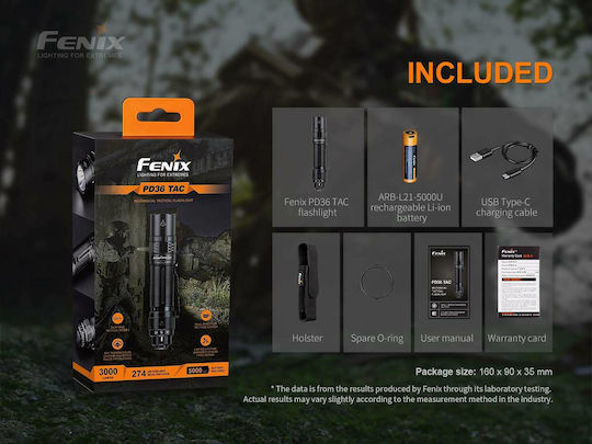 Fenix Wiederaufladbar Taschenlampe LED IP68 mit maximaler Helligkeit 3000lm PD36TAC