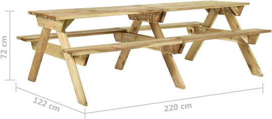 Outdoor Dinner Free Standing Wood Table Natural 220x122x72cm