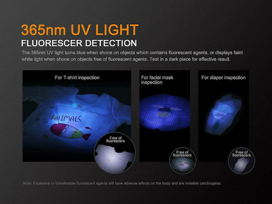 Fenix LED UV IP68 с Максимална Яркост 70лм LD02 V2.0 Черен